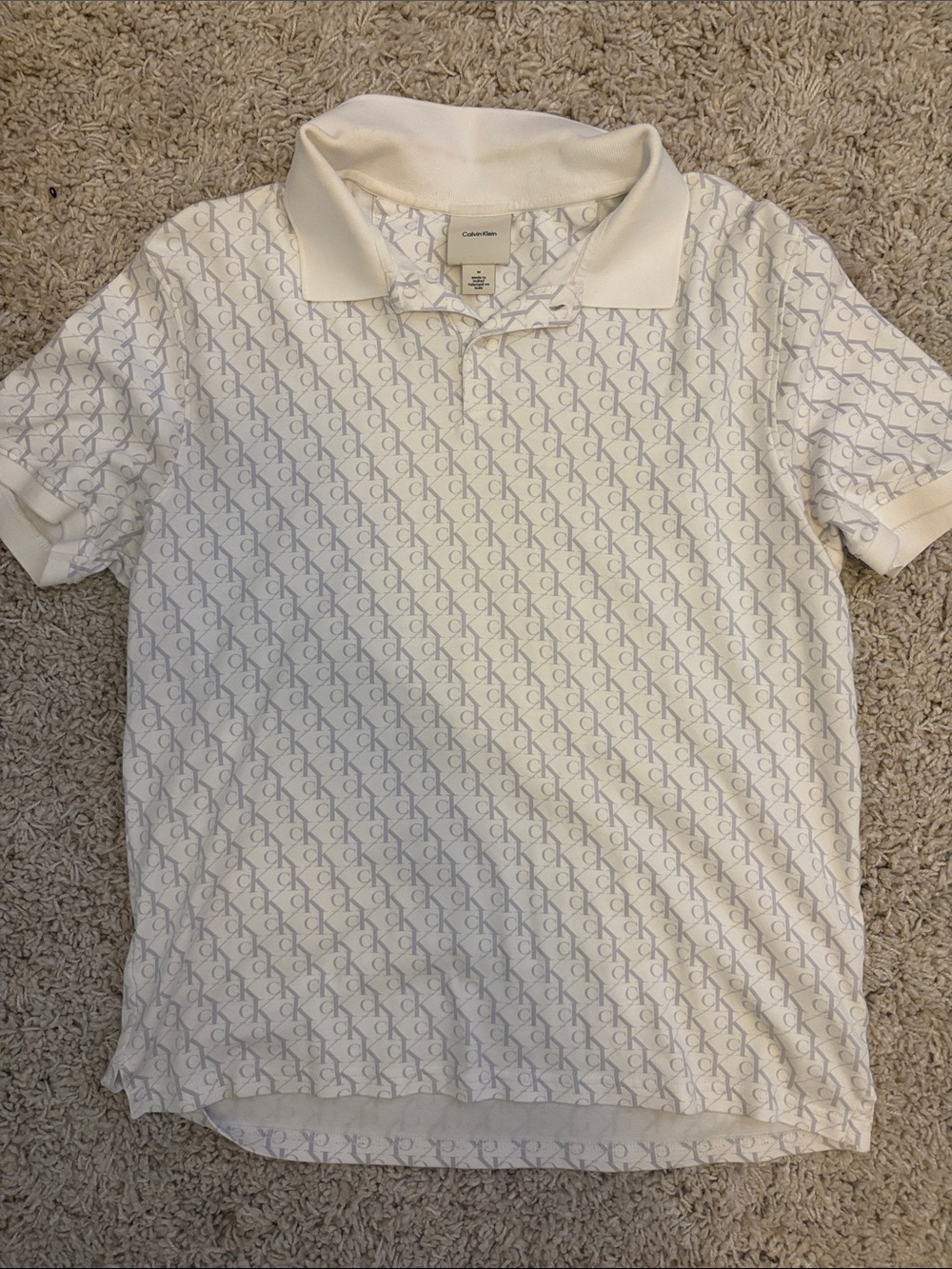 Calvin Klein White Logo-Print Polo Shirt for Kids